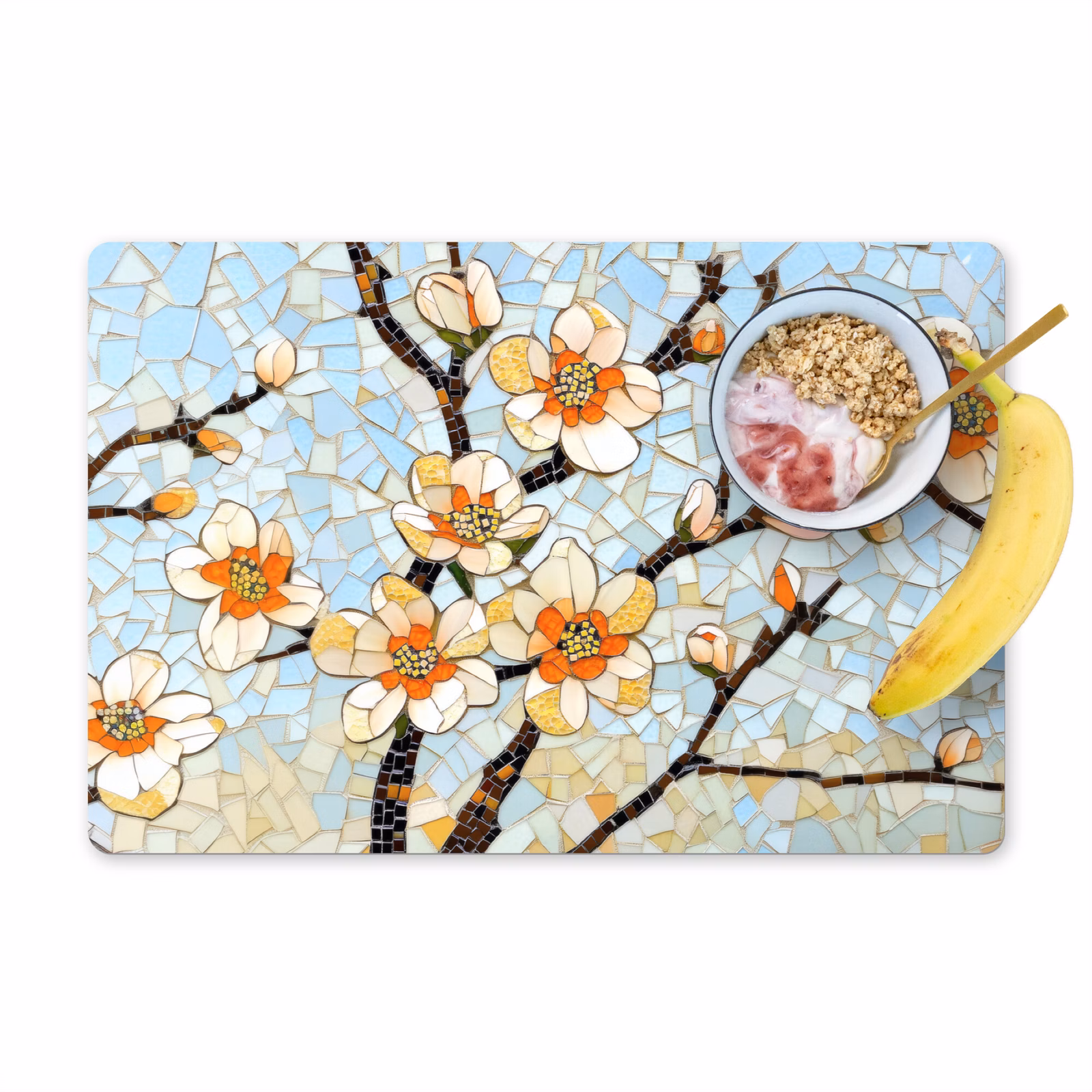 Tischset - Blüten - Weiß - Mosaik - Zweig — 1