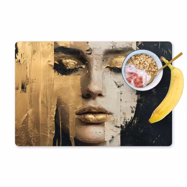 Tischset - Abstrakt - Gold - Gesicht - Lippen — 1