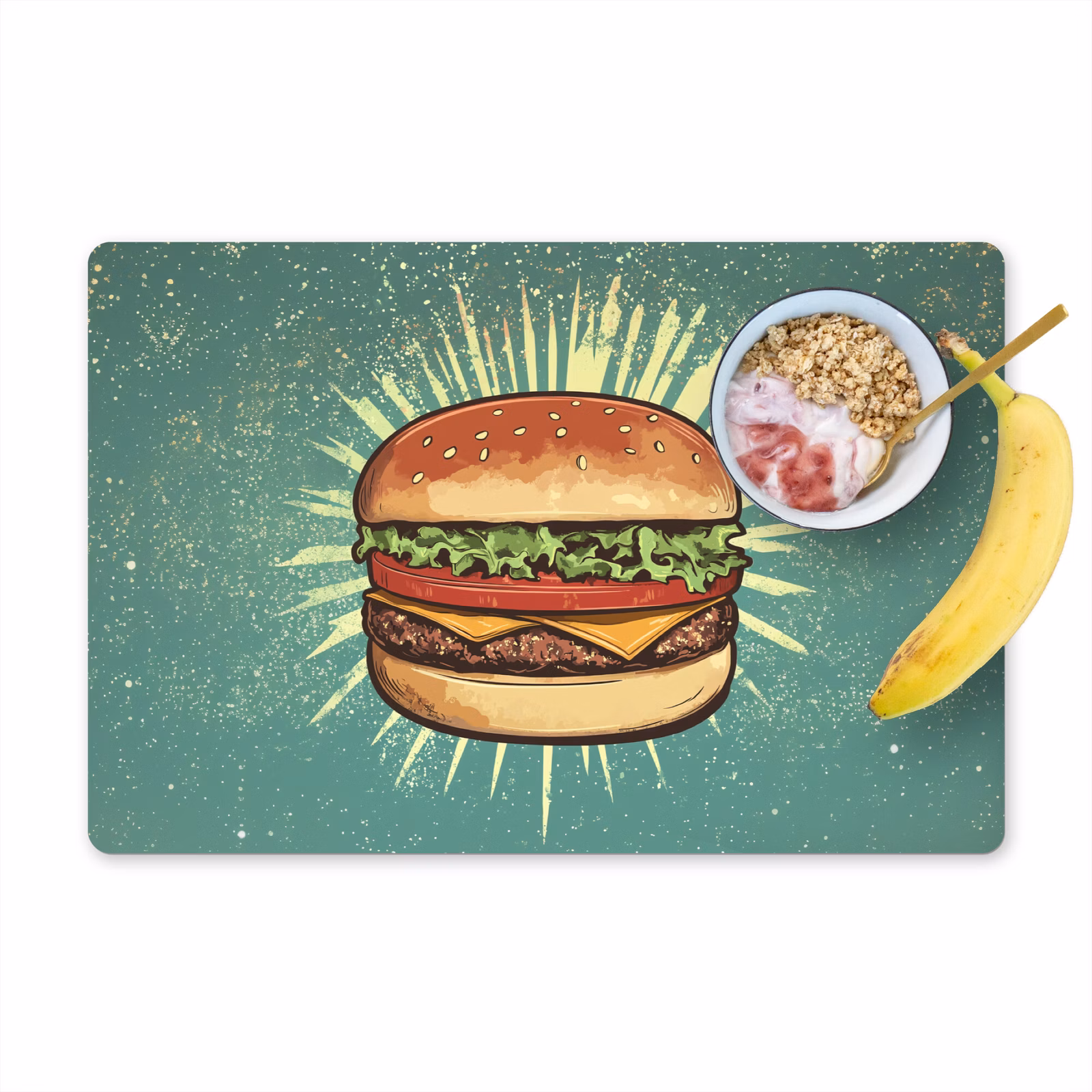 Tischset - Hamburger - Illustration - Salat - Käse — 1