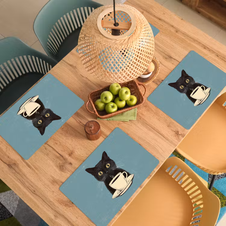 Tischset - Katze - Schwarz - Kaffee - Minimalistisch — 3