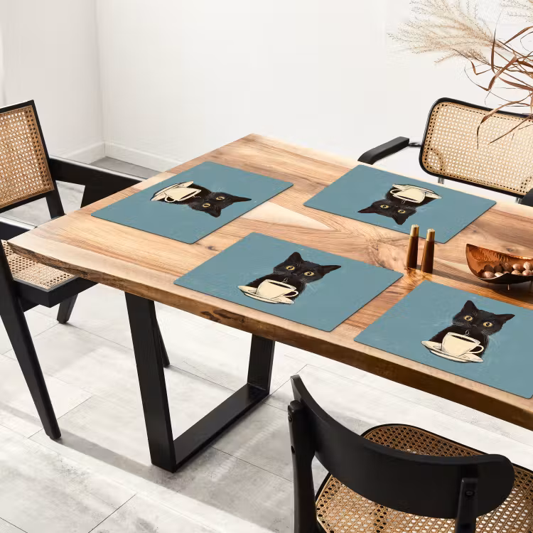 Tischset - Katze - Schwarz - Kaffee - Minimalistisch — 4