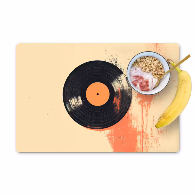 Tischset - Vinylplatte - Schwarz - Farbspritzer - Retro — 1
