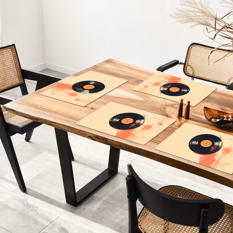 Tischset - Vinylplatte - Schwarz - Farbspritzer - Retro — 4