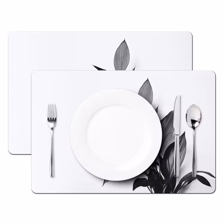 Tischset - Pflanze - Blätter - Minimalistisch - Schwarz — 2