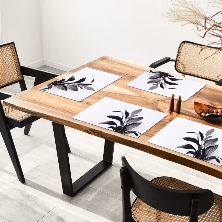 Tischset - Pflanze - Blätter - Minimalistisch - Schwarz — 4