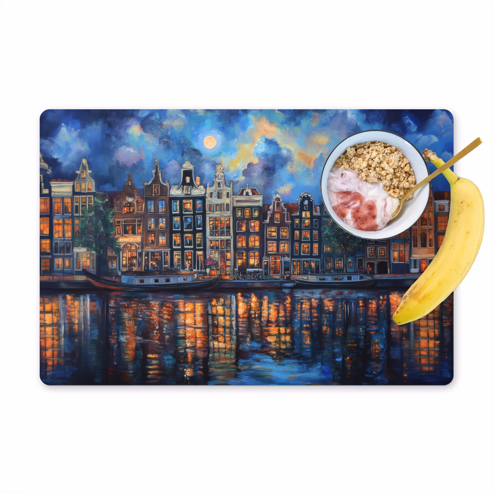 Tischset - Grachten Amsterdam - Häuser - Stadt - Farbenfroh — 1
