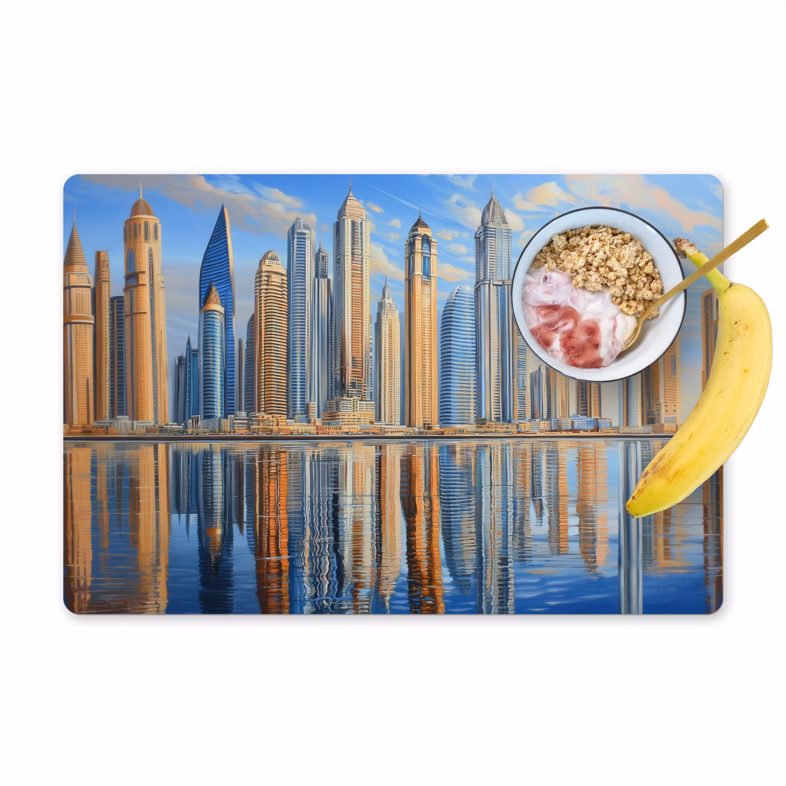 Tischset - Skyline - Wolkenkratzer - Wasser - Blau — 1
