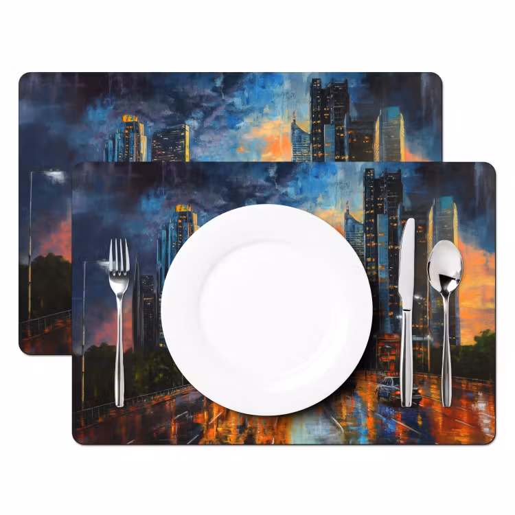 Tischset - Auto - Skyline - Sonne - Blau — 2