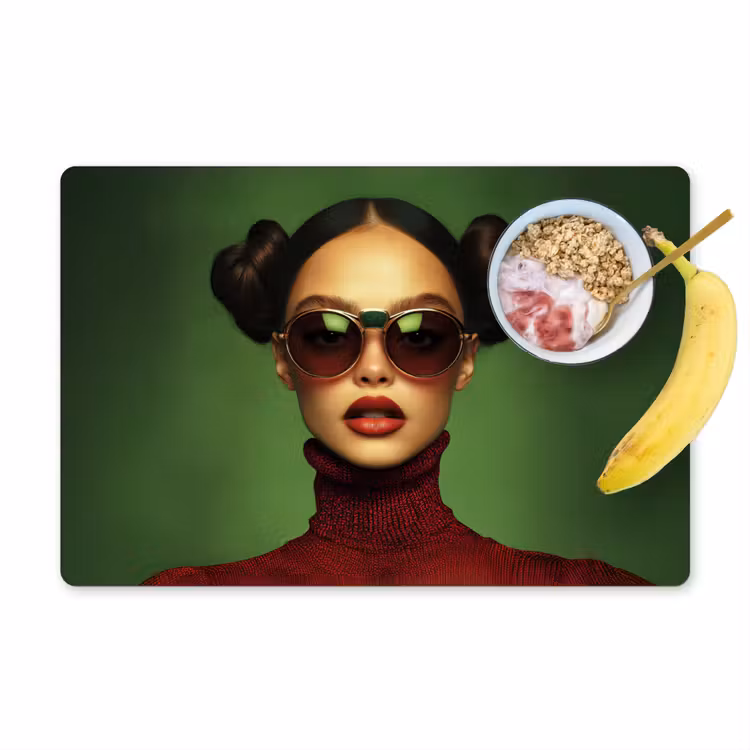 Tischset - Frau - Grün - Brille - Ästhetisch - Modern — 1
