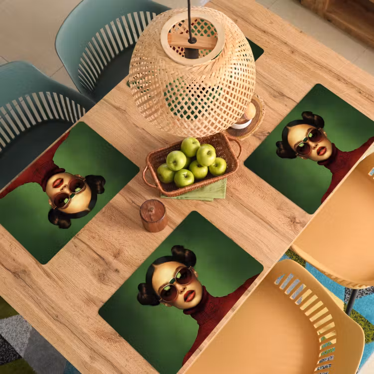 Tischset - Frau - Grün - Brille - Ästhetisch - Modern — 3