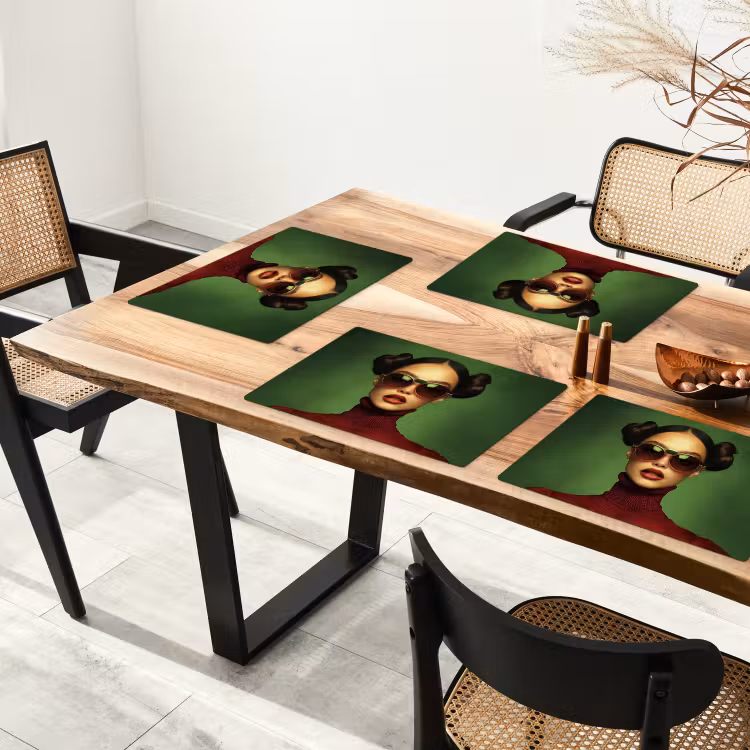 Tischset - Frau - Grün - Brille - Ästhetisch - Modern — 4