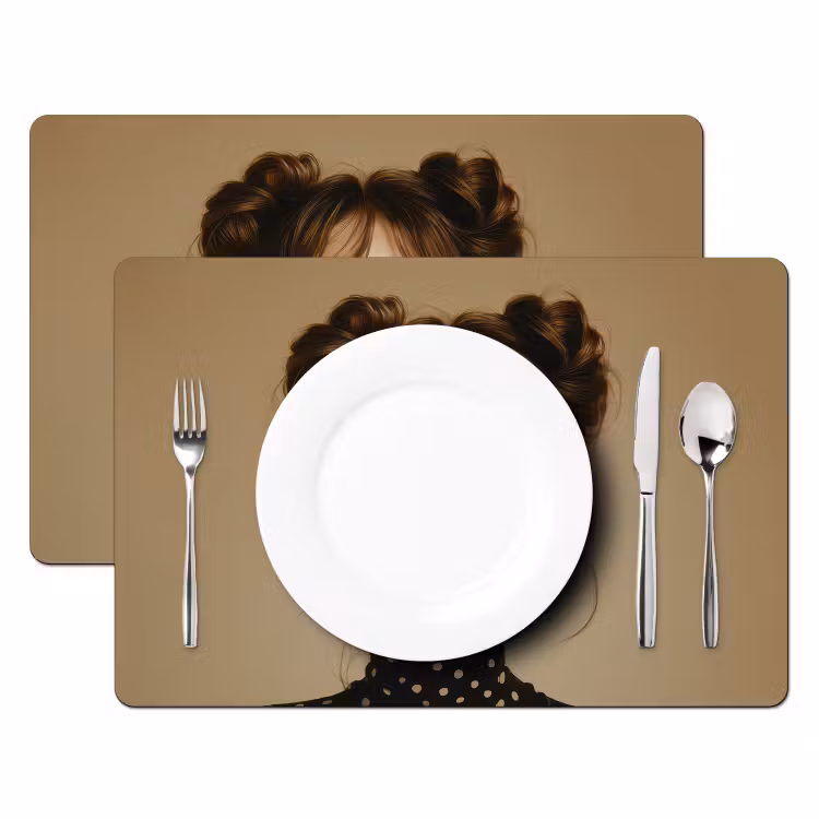 Tischset - Frau - Beige - Blume - Modern - Porträt — 2