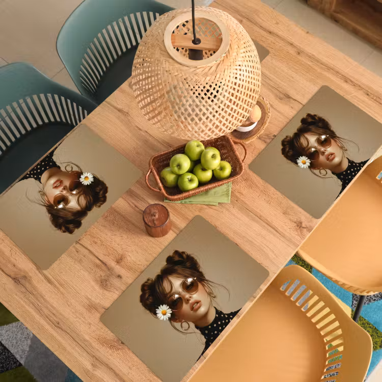 Tischset - Frau - Beige - Blume - Modern - Porträt — 3