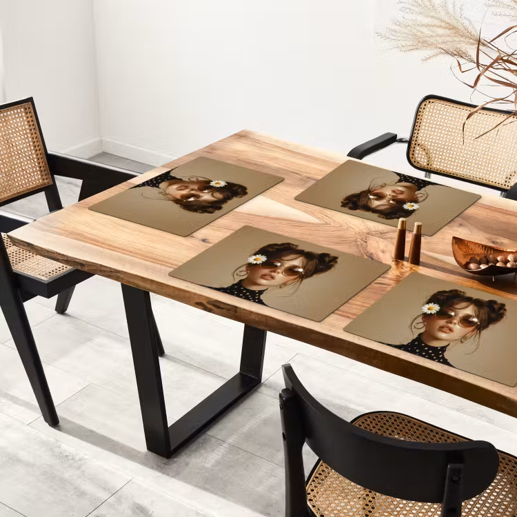 Tischset - Frau - Beige - Blume - Modern - Porträt — 4