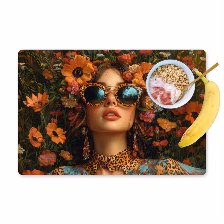 Tischset - Frauen - Blumen - Modern - Brille - Abstrakt — 1