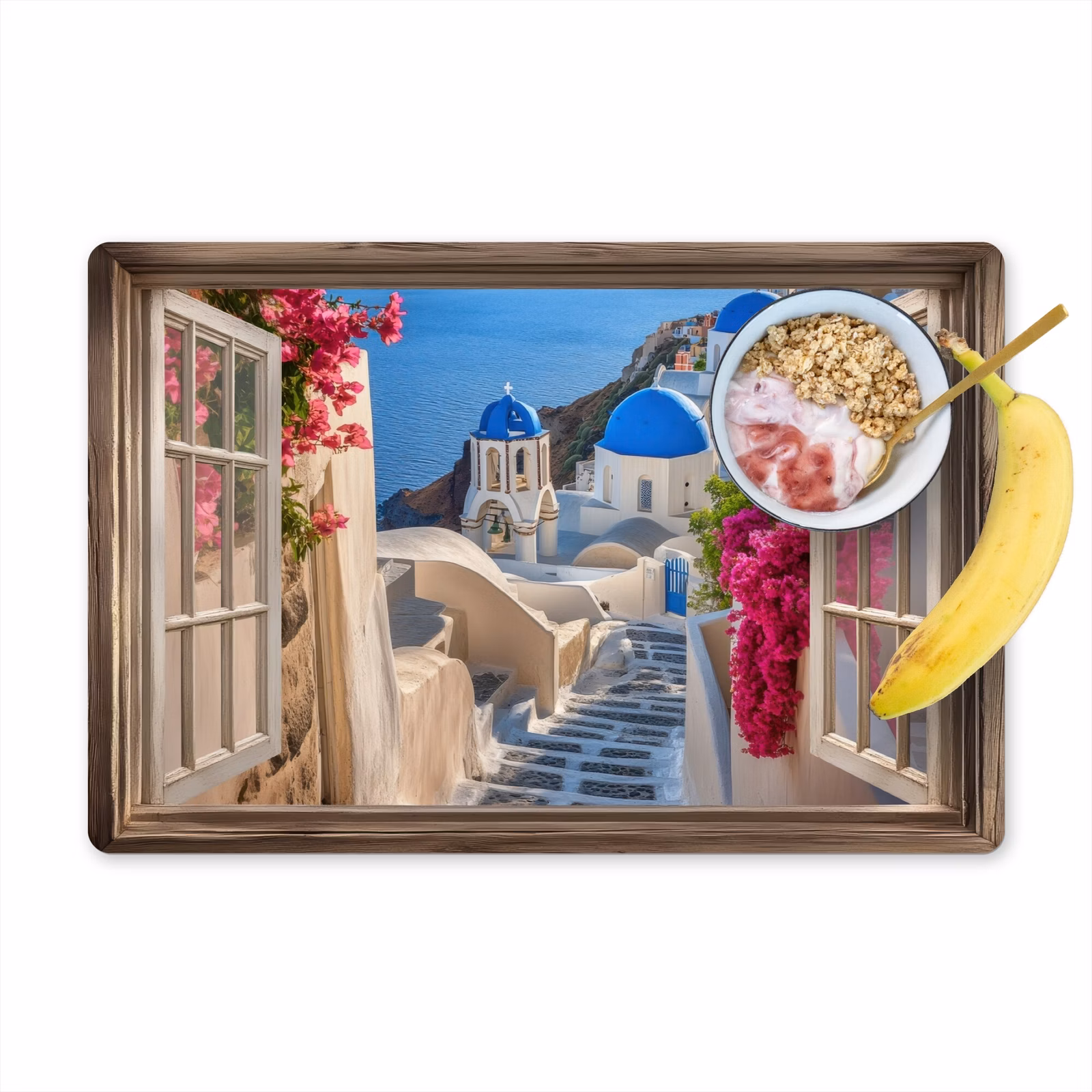 Tischset - Durchsichtig - Santorini - Landschaft - Blau - Griechisch — 1