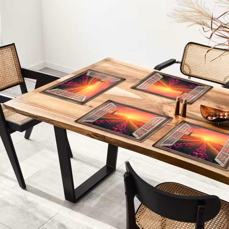 Tischset - Ausblick - Tulpen - Sonnenuntergang - Blumen - Bunt — 4