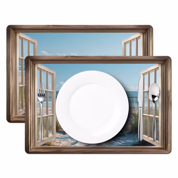 Tischset - Durchsichtig - Strandkörbe - Dünen - Meer - Natur — 2
