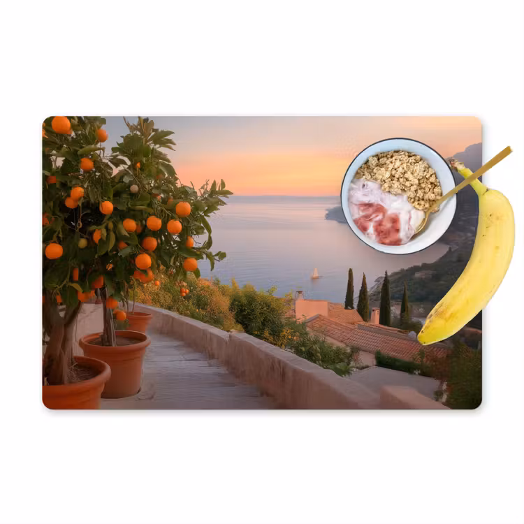 Tischset - Mittelmeer - Orange - Hügel - Meer — 1