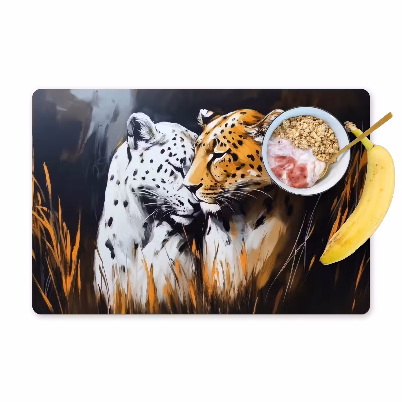 Tischset - Leopard - Orange - Weiß - Gras — 1