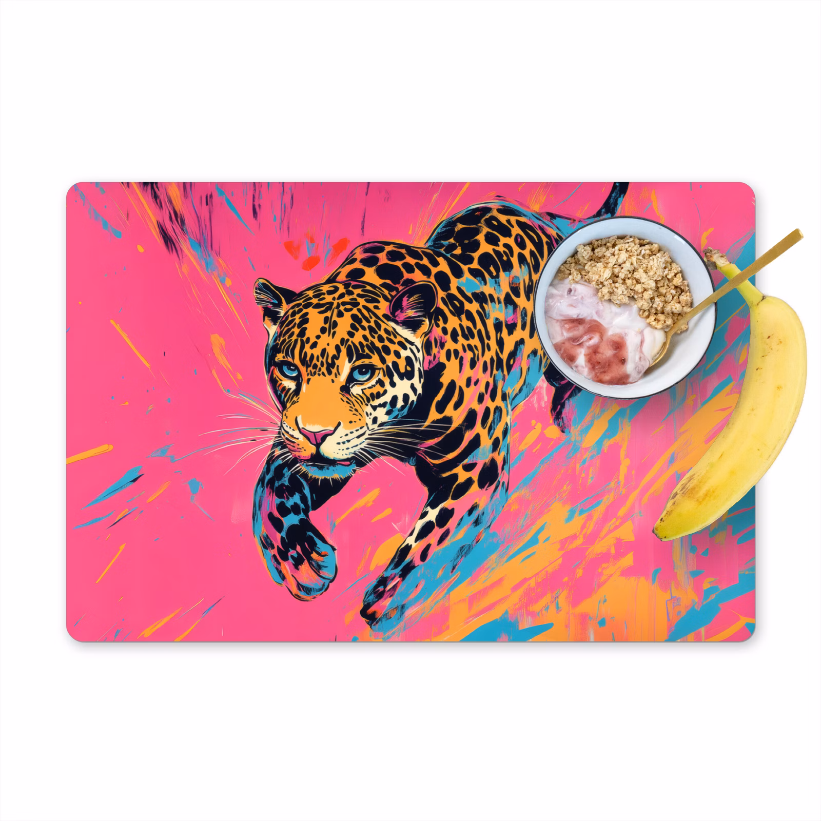 Tischset - Leopard - Rosa - Orange - Blau - Farbe — 1
