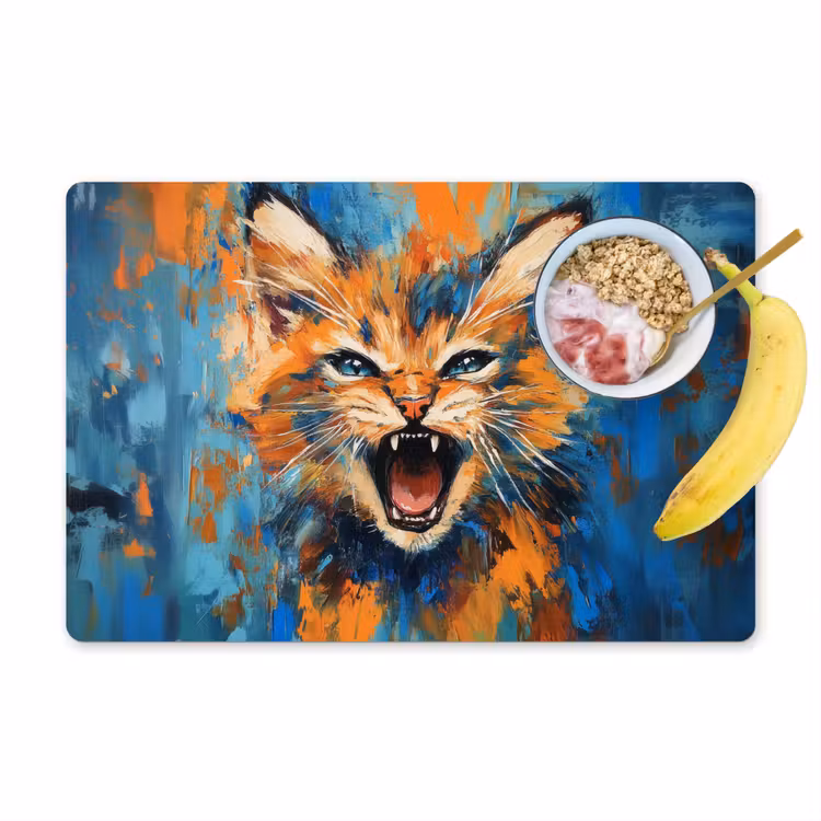 Tischset - Katze - Bunt - Orange - Blau — 1