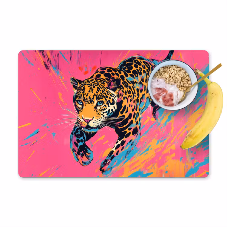 Tischset - Leopard - Rosa - Orange - Blau - Farbe — 1