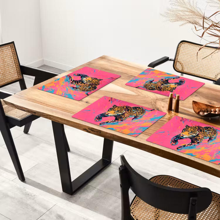 Tischset - Leopard - Rosa - Orange - Blau - Farbe — 4