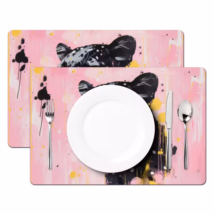 Tischset - Schwarz - Panther - Rosa - Abstrakt — 2