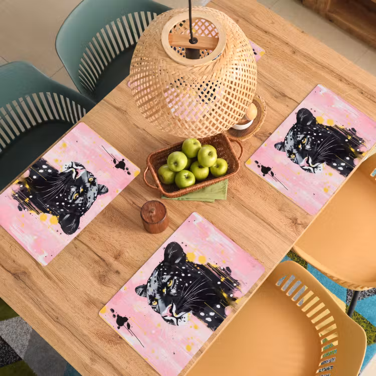 Tischset - Schwarz - Panther - Rosa - Abstrakt — 3