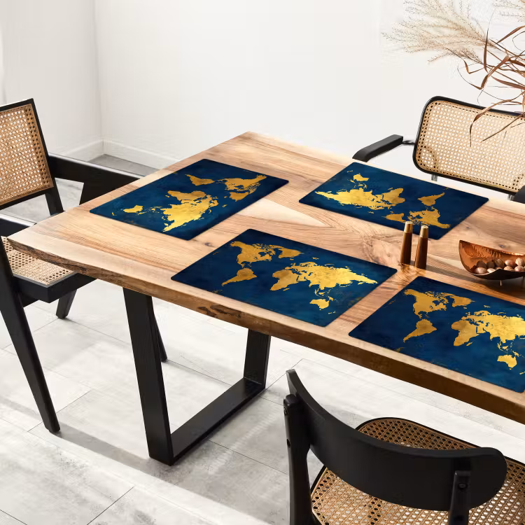 Tischset - Weltkarte - Gold - Dunkelblau — 4