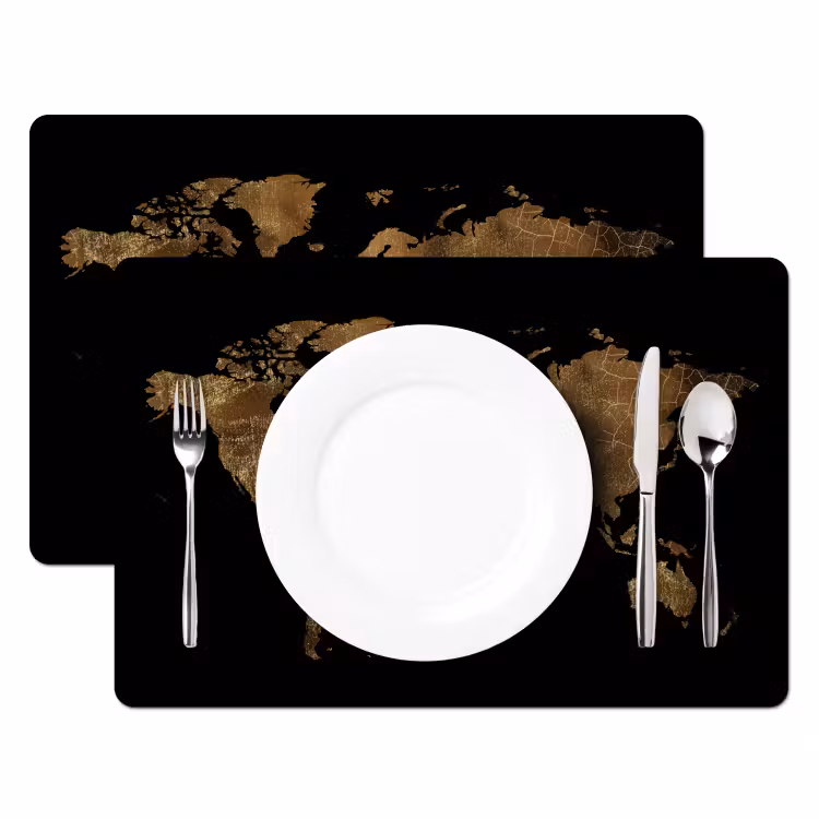 Tischset - Weltkarte - Gold - Luxus - Erde - Schwarz — 2