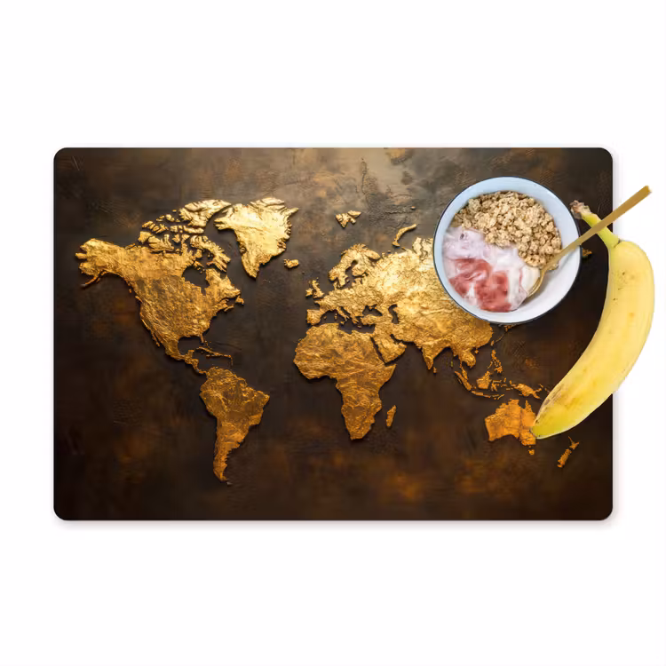 Tischset - Weltkarte - Gold - Rost — 1