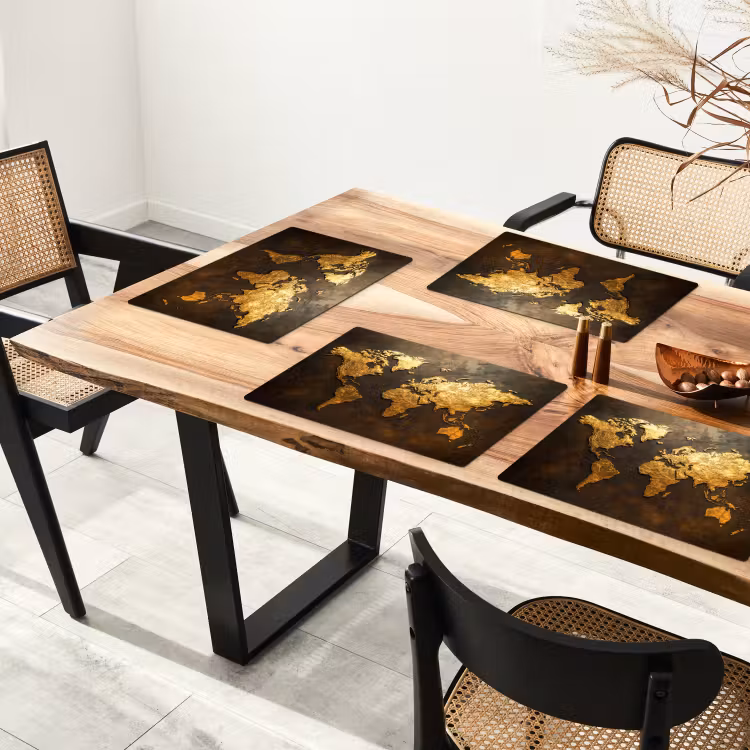Tischset - Weltkarte - Gold - Rost — 4