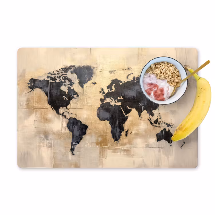 Tischset - Weltkarte - Gold - Schwarz - Abstrakt — 1