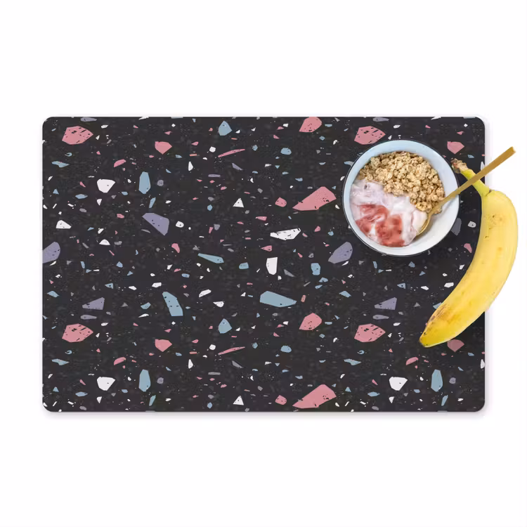 Tischset - Terrazzo - Muster - Schwarz - Weich — 1