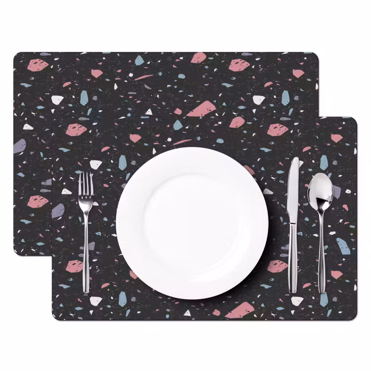 Tischset - Terrazzo - Muster - Schwarz - Weich — 2