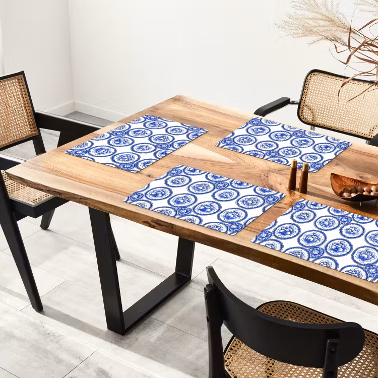 Tischset - 6 Stück - Kreise - Blumen - Blau - 6 Stück — 4