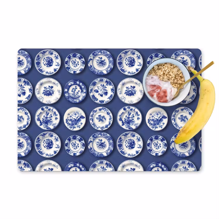 Tischset - 6 Stück - Teller - Floral - Blau - 6 Stück — 1