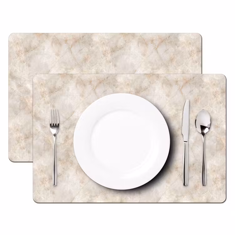 Tischset - 6 Stück - Hellbeige - goldbraune Adern - Marmor - 6 Stück — 2