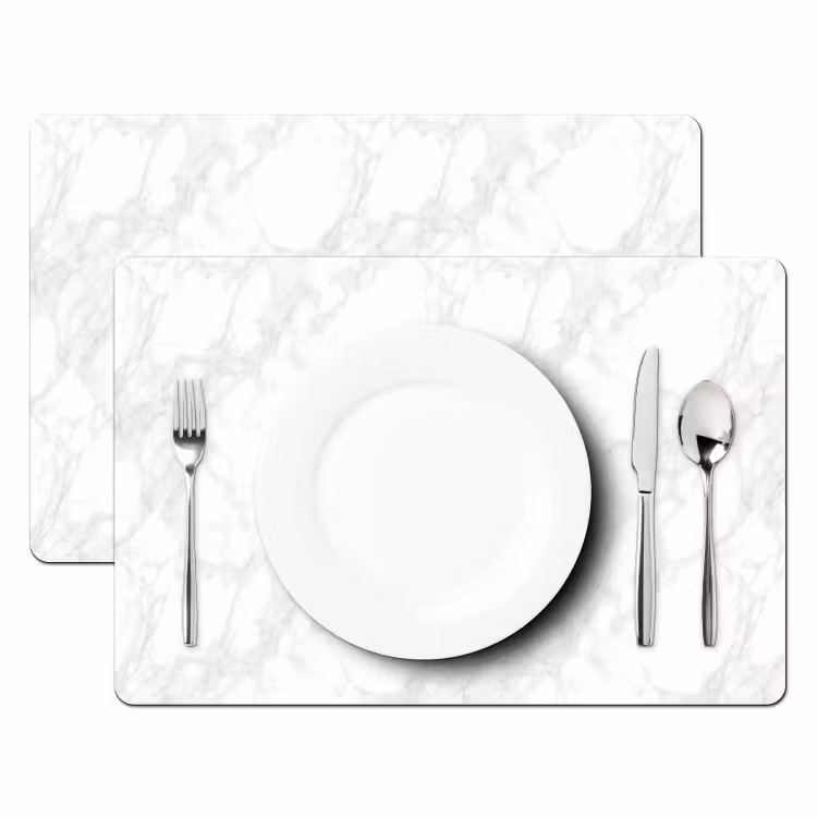 Tischset - 6 Stück - Minimalistisch - Weiß - Graue Adern - 6 Stück — 2