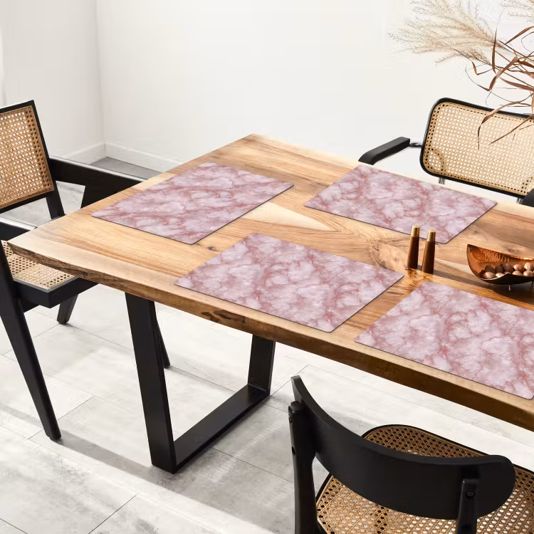 Tischset - 6 Stück - Rosa - Quarzmarmor - Adern - 6 Stück — 4