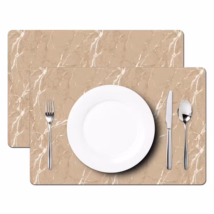 Tischset - 6 Stück - Beige - Marmor - Organisch - Weiß - 6 Stück — 2