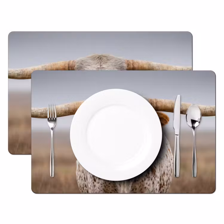 Tischset - 6 Stück - Longhorn - Grasfeld - Tier - 6 Stück — 2