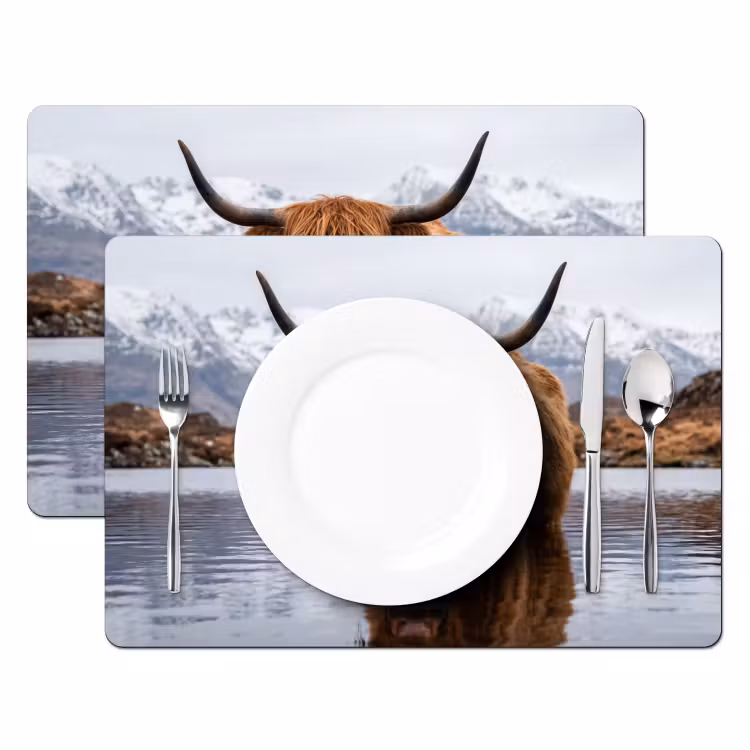 Tischset - 6 Stück - Schottischer Hochländer - Braun - Wasser - 6 Stück — 2