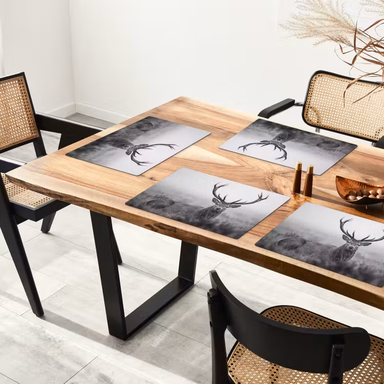 Tischset - 6 Stück - Hirsch - Neblig - Schwarz - Weiß - 6 Stück — 4