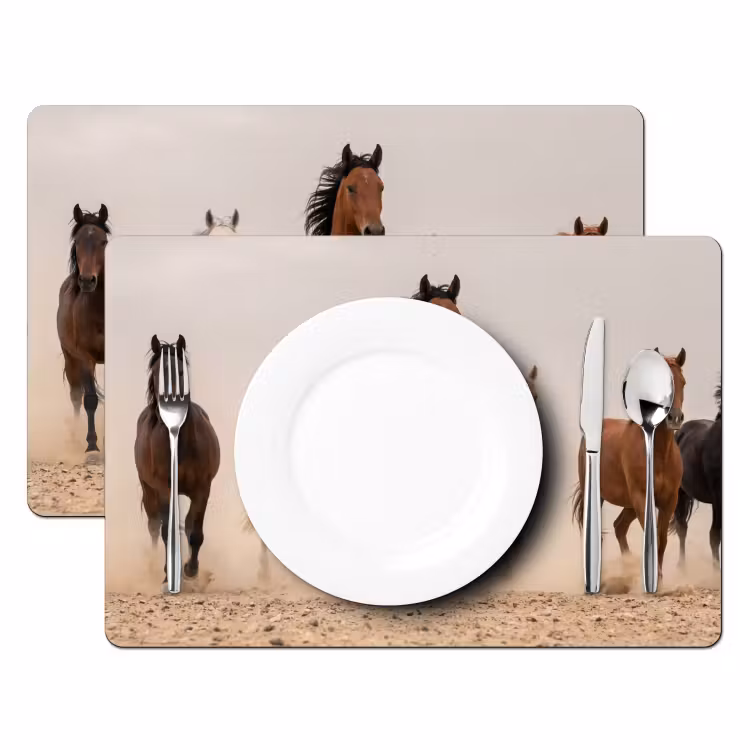 Tischset - 6 Stück - Pferdeherde - Staubwolke - Braun - Schwarz - 6 Stück — 2