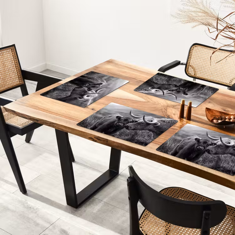 Tischset - 6 Stück - Schottischer Highlander - Kalb - Schwarz - Weiß - 6 Stück — 4