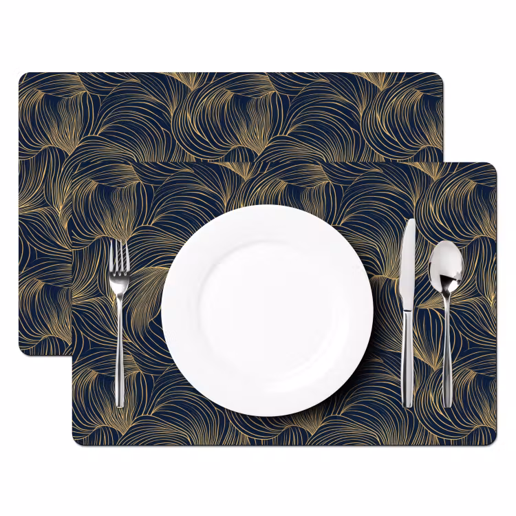 Tischset - 6 Stück - Abstrakt - Linien - Blau - Gold - 6 Stück — 2