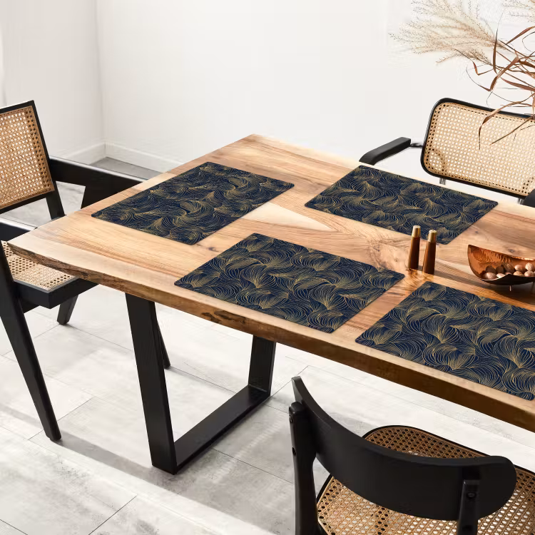 Tischset - 6 Stück - Abstrakt - Linien - Blau - Gold - 6 Stück — 4
